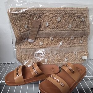 Cowrie Shell Woven Bag, Bracelet and Sandals Set